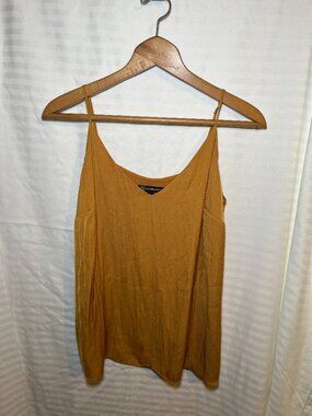 INC Satin Camisole Medium Mustard Flowy Tank Top Chic Minimalist
